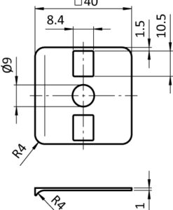 Alternative view of Radius Seal 40 x 40. 90°
